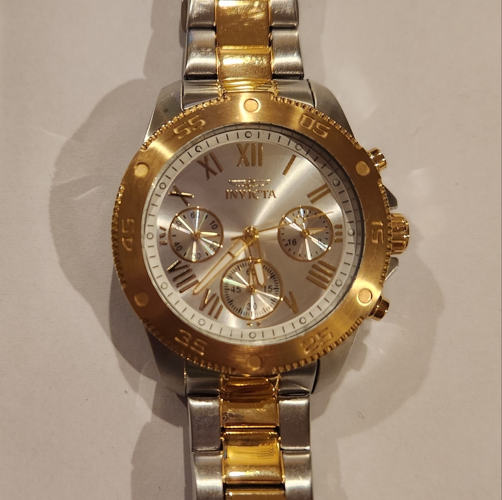 Invicta Gold and Silver Chronograph Watch